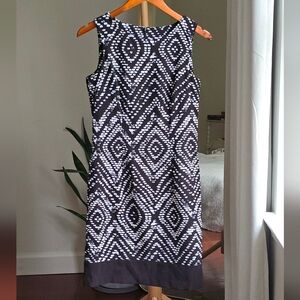 Mario Serrani Black and White Patterned Midi Dress